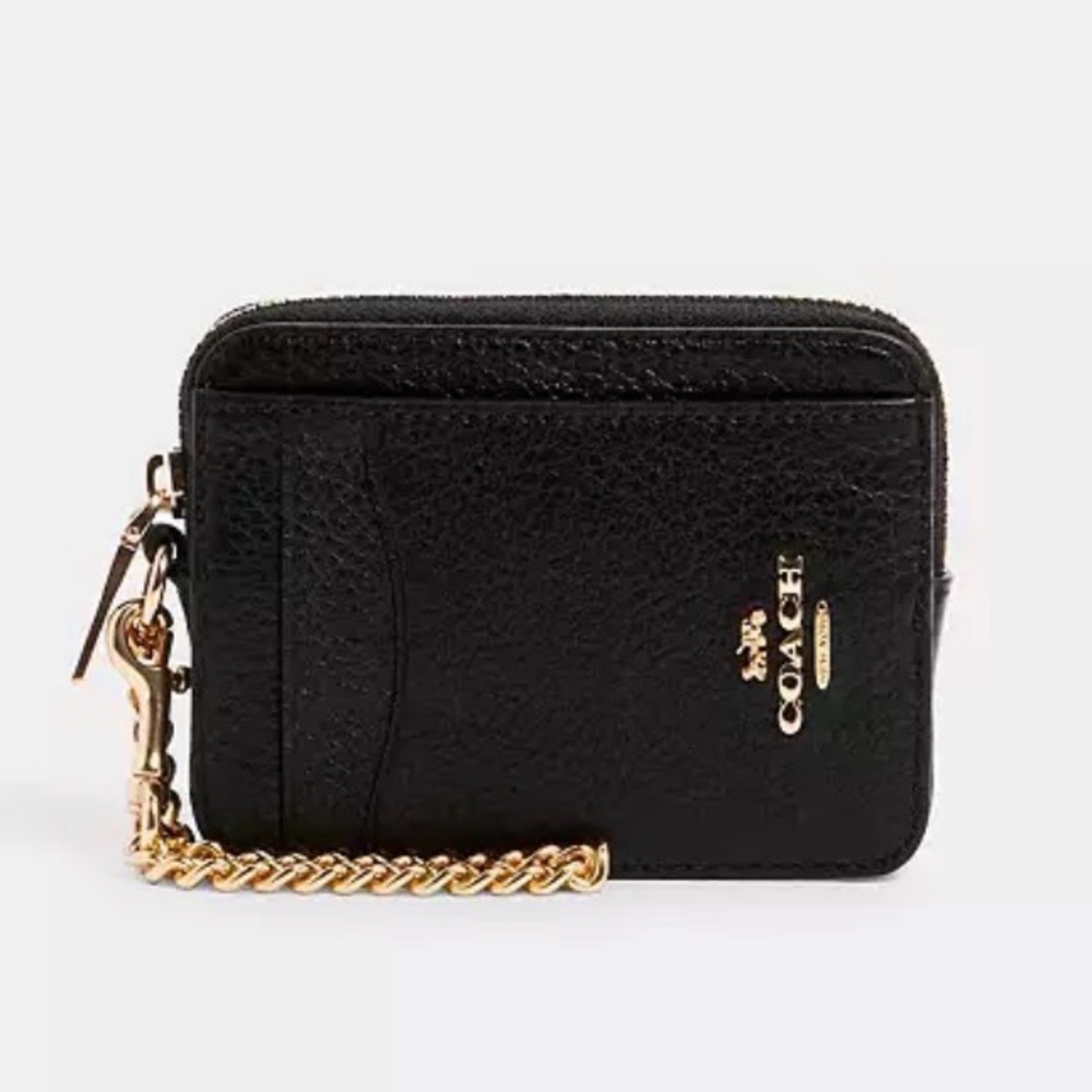 Coach Outlet Zip Card Case Gold/Black